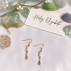 28. Pink and Matte White Dangle Earrings